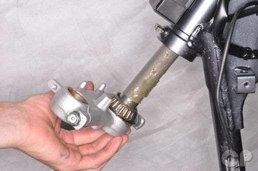 Remove the steering stem from the Suzuki DR-Z125 in the steering chapter
