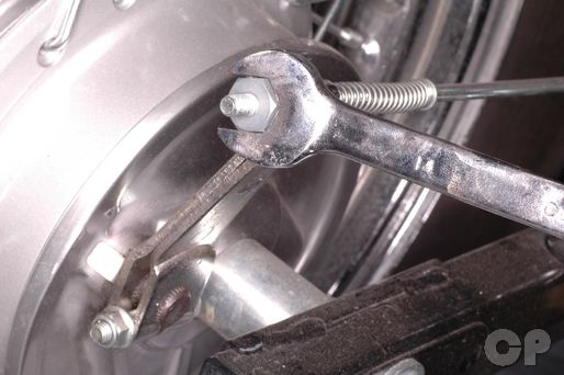 Honda CB250 Nighthawk rear drum brake adjuster nut adjustment. 