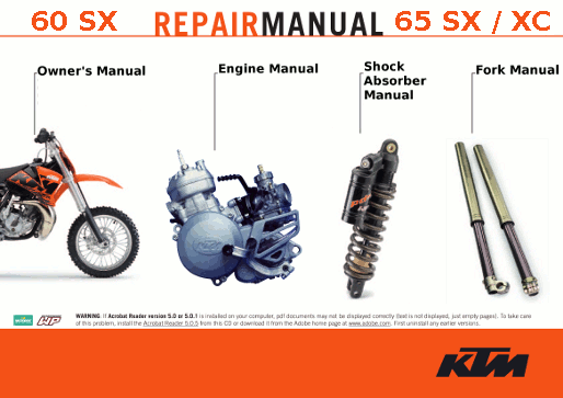 Online Official KTM Repair Manuals for 60 SX 65 SX and 65 XC models 1998-2008