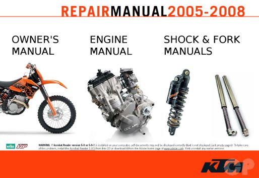 KTM 250 SX-F, SXS-F, XC-F, XCF-W, EXC-F 2005 - 2008 Online Manuals