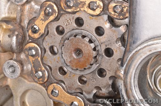 kawasaki kx250 front sprocket chain replacement wear remove install