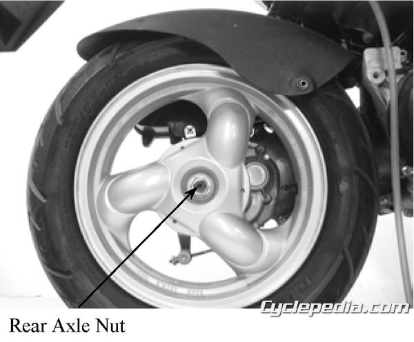 KYMCO Super 9 50 Service Manual rear wheel shock absorber nut tire change